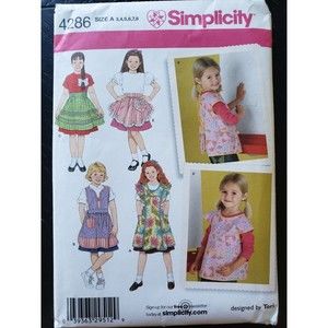 Simplicity 4286 Child's Craft Cooking Skirt Bib Smock Aprons Sewing Pattern